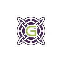 Initial letter G intersection pattern frame Celtic knot logo vector