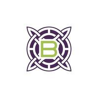 Initial letter B intersection pattern frame Celtic knot logo vector