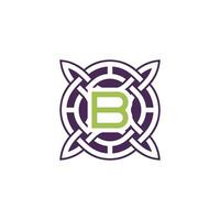 Initial letter B intersection pattern frame Celtic knot logo vector