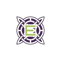 Initial letter E intersection pattern frame Celtic knot logo vector