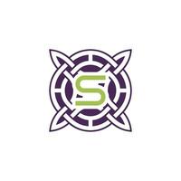 Initial letter S intersection pattern frame Celtic knot logo vector