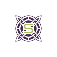 Initial letter S intersection pattern frame Celtic knot logo vector