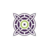 Initial letter O intersection pattern frame Celtic knot logo vector