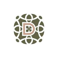 Initial letter D ornamental elegant pattern emblem frame logo vector