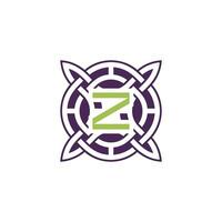 Initial letter Z intersection pattern frame Celtic knot logo vector