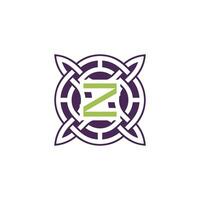 Initial letter Z intersection pattern frame Celtic knot logo vector