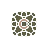 Initial letter C ornamental elegant pattern emblem frame logo vector