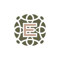 Initial letter E ornamental elegant pattern emblem frame logo vector