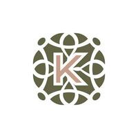 Initial letter K ornamental elegant pattern emblem frame logo vector