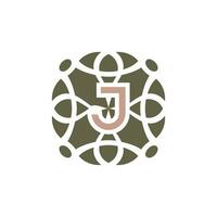 Initial letter J ornamental elegant pattern emblem frame logo vector