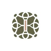 Initial letter I ornamental elegant pattern emblem frame logo vector