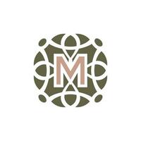 Initial letter M ornamental elegant pattern emblem frame logo vector