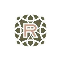 Initial letter R ornamental elegant pattern emblem frame logo vector