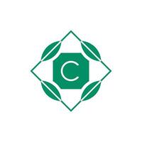 Initial letter C nature leaf emblem logo vector