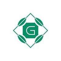 Initial letter G nature leaf emblem logo vector