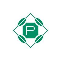 Initial letter P nature leaf emblem logo vector