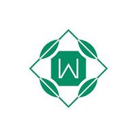 Initial letter W nature leaf emblem logo vector