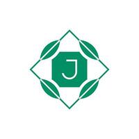 Initial letter J nature leaf emblem logo vector