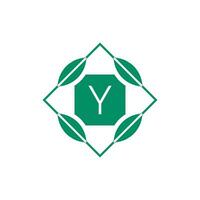 Initial letter Y nature leaf emblem logo vector