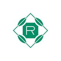 Initial letter R nature leaf emblem logo vector