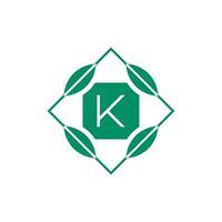 Initial letter K nature leaf emblem logo vector