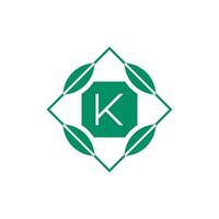 Initial letter K nature leaf emblem logo vector