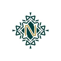 inicial letra norte resumen antiguo modelo emblema decorativo logo vector