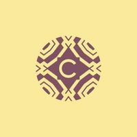 Initial letter C circle frame unique tribe pattern logo vector