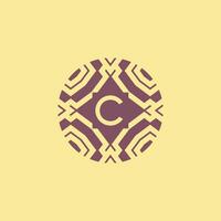 Initial letter C circle frame unique tribe pattern logo vector