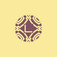 Initial letter L circle frame unique tribe pattern logo vector