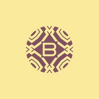 Initial letter B circle frame unique tribe pattern logo vector