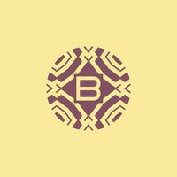 Initial letter B circle frame unique tribe pattern logo vector