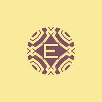 Initial letter E circle frame unique tribe pattern logo vector