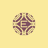 Initial letter E circle frame unique tribe pattern logo vector