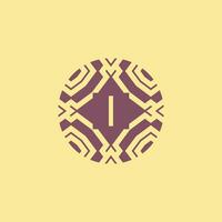 Initial letter I circle frame unique tribe pattern logo vector