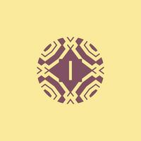 Initial letter I circle frame unique tribe pattern logo vector