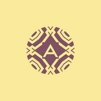 Initial letter A circle frame unique tribe pattern logo vector