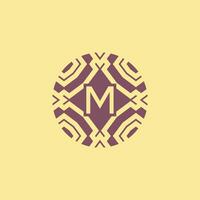 Initial letter M circle frame unique tribe pattern logo vector
