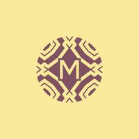 Initial letter M circle frame unique tribe pattern logo vector