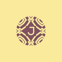 Initial letter J circle frame unique tribe pattern logo vector