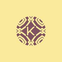 Initial letter K circle frame unique tribe pattern logo vector