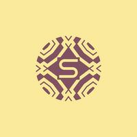 Initial letter S circle frame unique tribe pattern logo vector