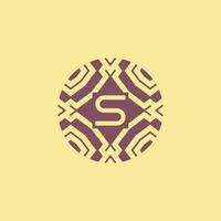 Initial letter S circle frame unique tribe pattern logo vector