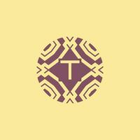Initial letter T circle frame unique tribe pattern logo vector