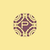 Initial letter P circle frame unique tribe pattern logo vector