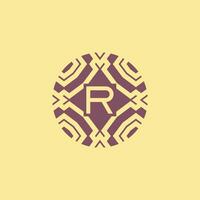 Initial letter R circle frame unique tribe pattern logo vector