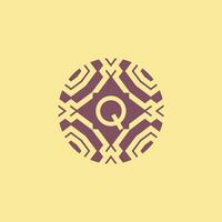 Initial letter Q circle frame unique tribe pattern logo vector