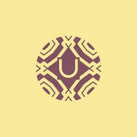 Initial letter U circle frame unique tribe pattern logo vector
