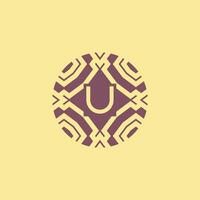 Initial letter U circle frame unique tribe pattern logo vector