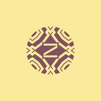 Initial letter Z circle frame unique tribe pattern logo vector